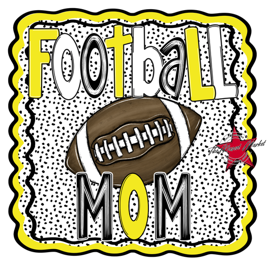 Football Mom Dot Design-Bright Yellow