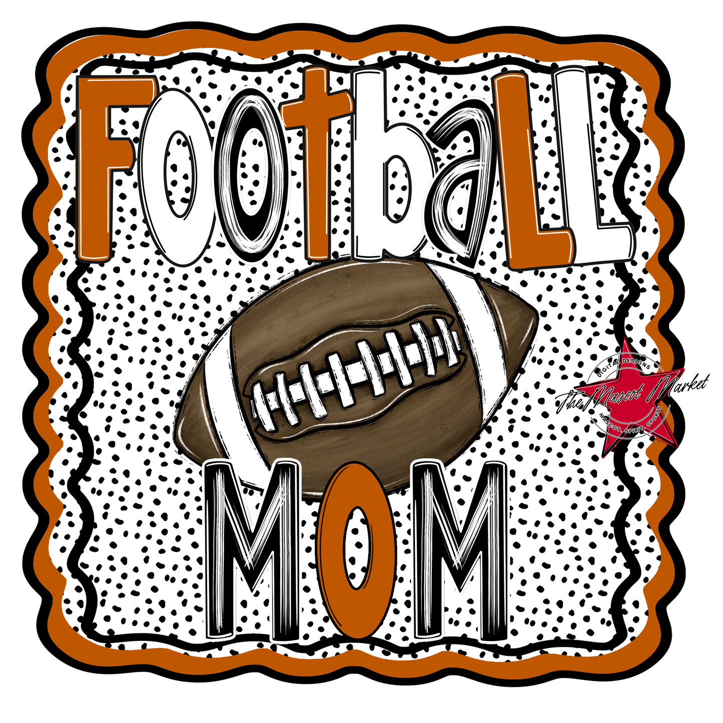 Football Mom Dot Design-Burnt Orange