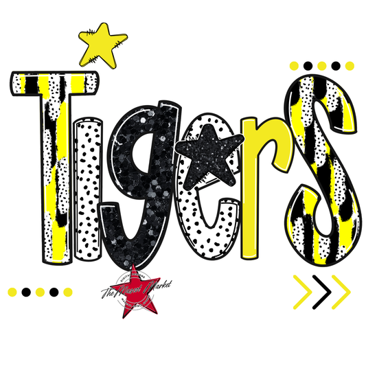 Tigers Brushstroke Alpha w Arrows-Bright Yellow