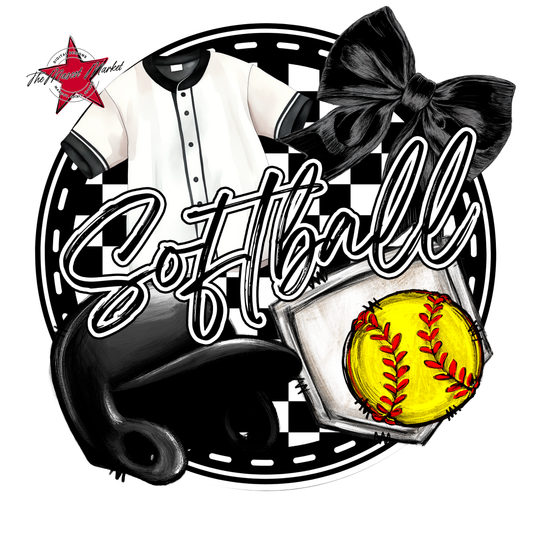 Circle Softball Design-Black & White