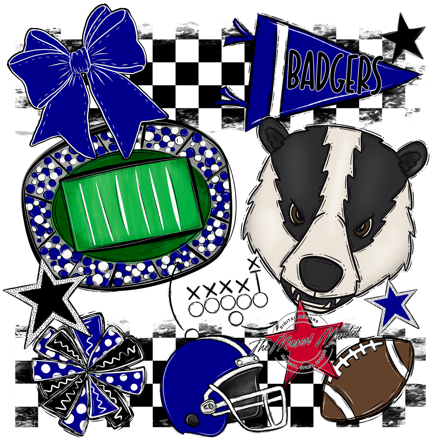 Badgers Mascot Spirit Design-Blue