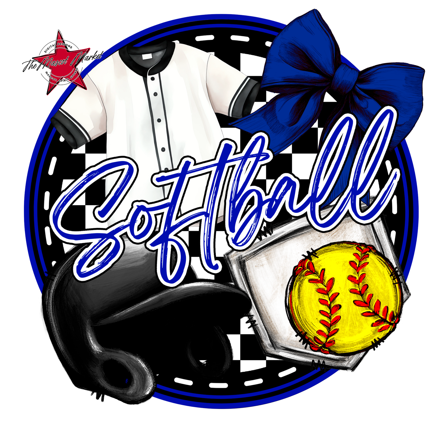 Circle Softball Design-Blue