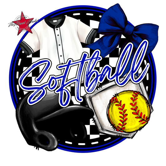 Circle Softball Design-Blue