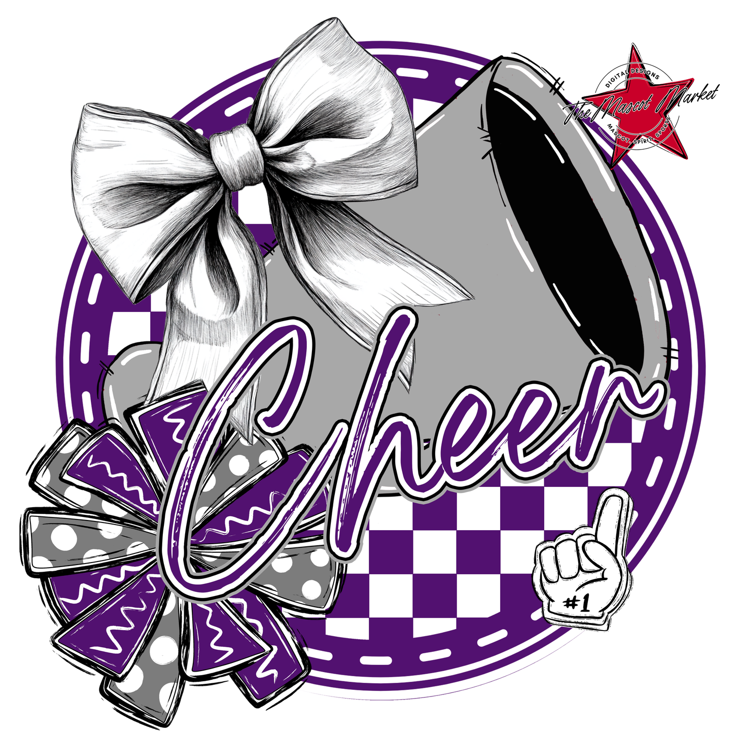 Cheer Circle Design-Purple-Grey