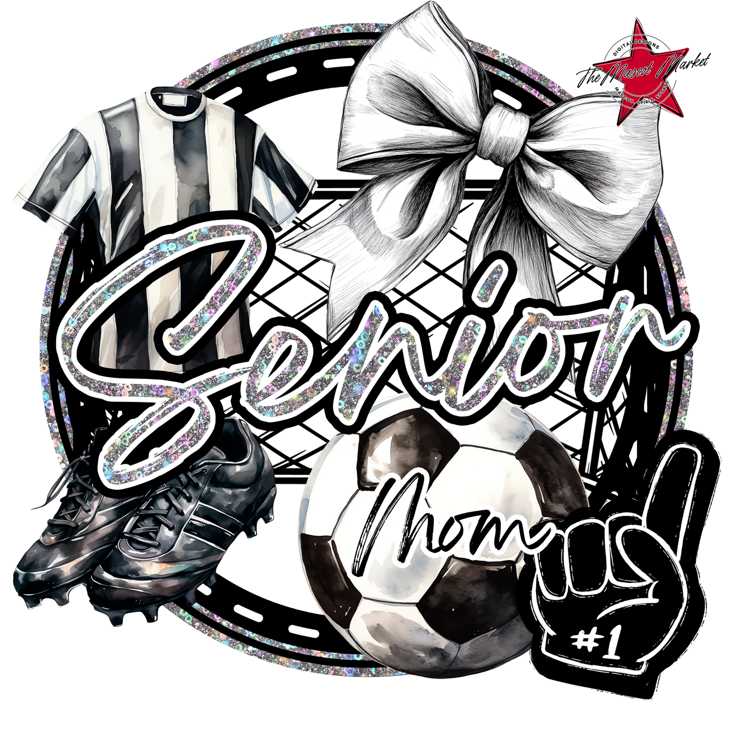Senior Mom Circle Soccer Design-Silver