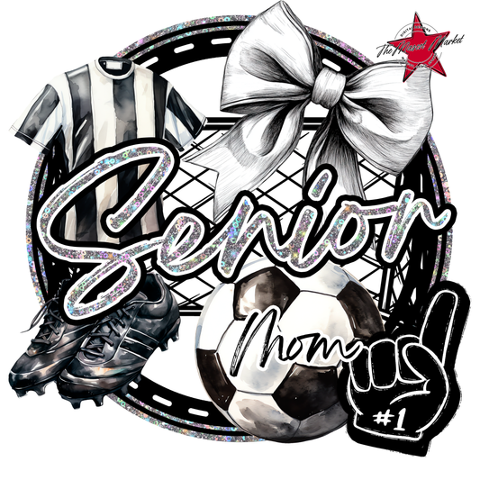 Senior Mom Circle Soccer Design-Silver