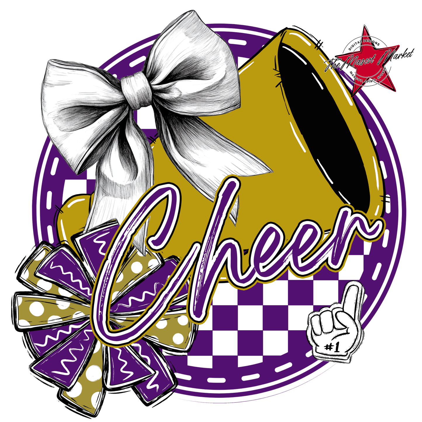 Cheer Circle Design-Purple-Gold