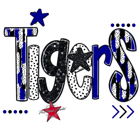 Tigers Brushstroke Alpha w Arrows-Blue