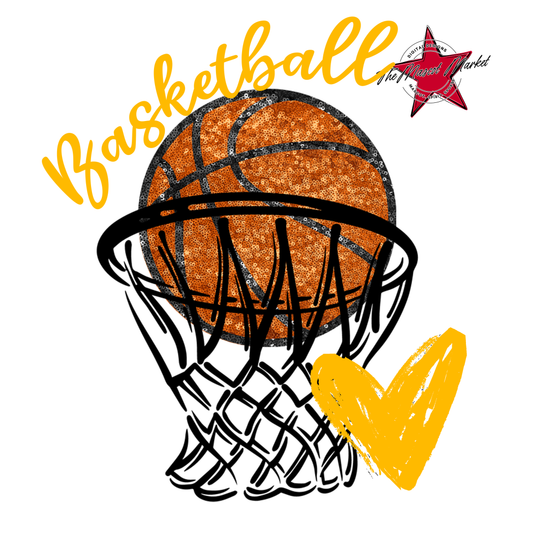 Basketball Sequins w Net-Yellow