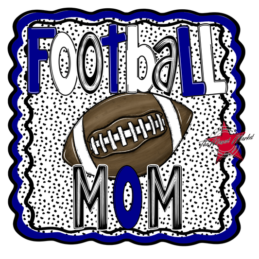 Football Mom Dot Design-Blue