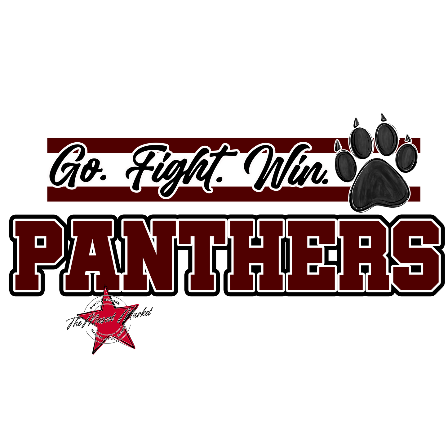 Panthers Go Fight Win Mascot Lines-Maroon