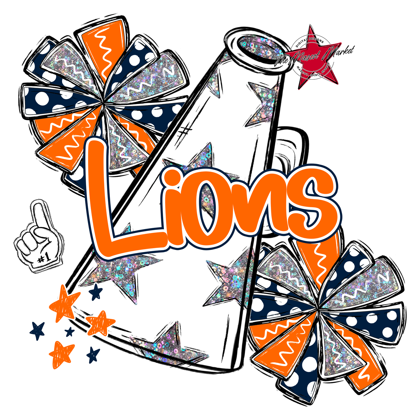 Lions Alpha Megaphone Design-Navy-Orange