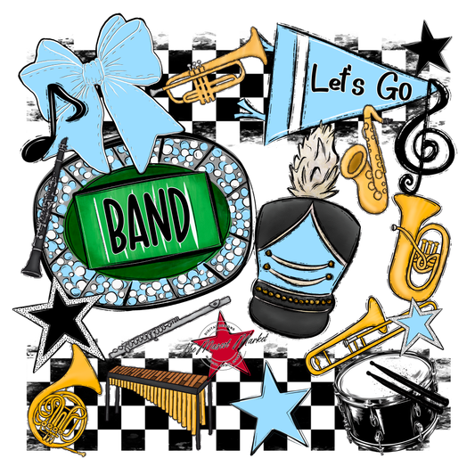Band Checkers Spirit Design-Columbia Blue