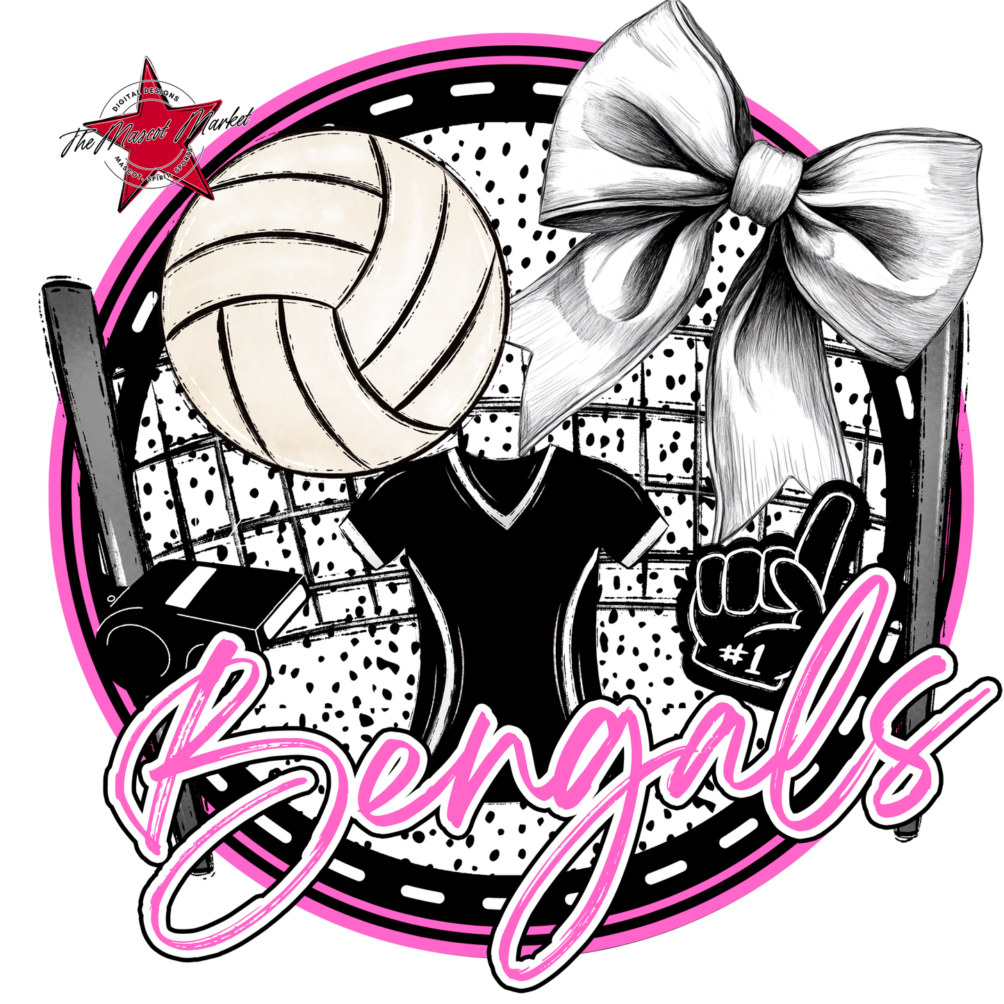 Bengals Circle Volleyball Design-Baby Pink