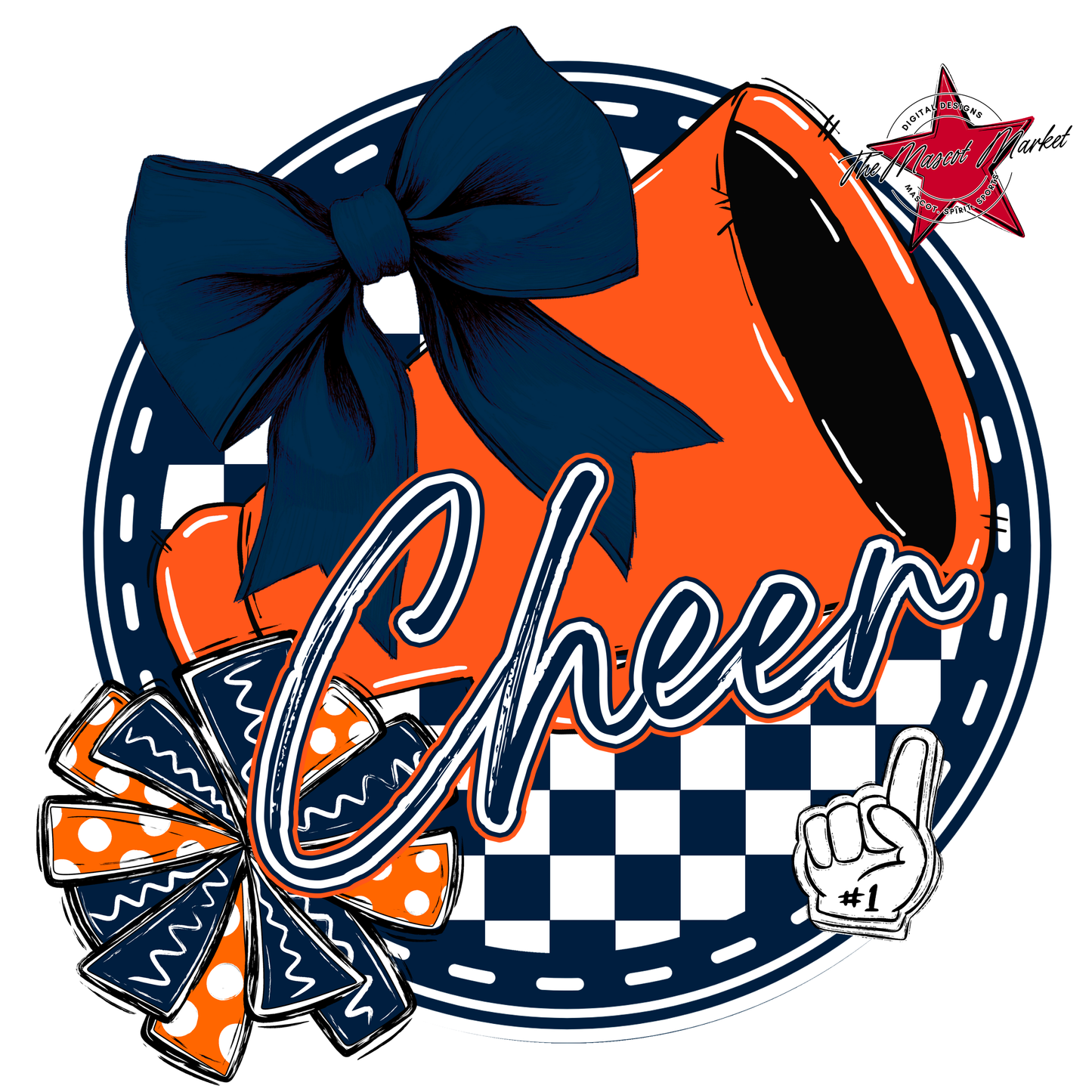 Cheer Circle Design-Navy-Orange