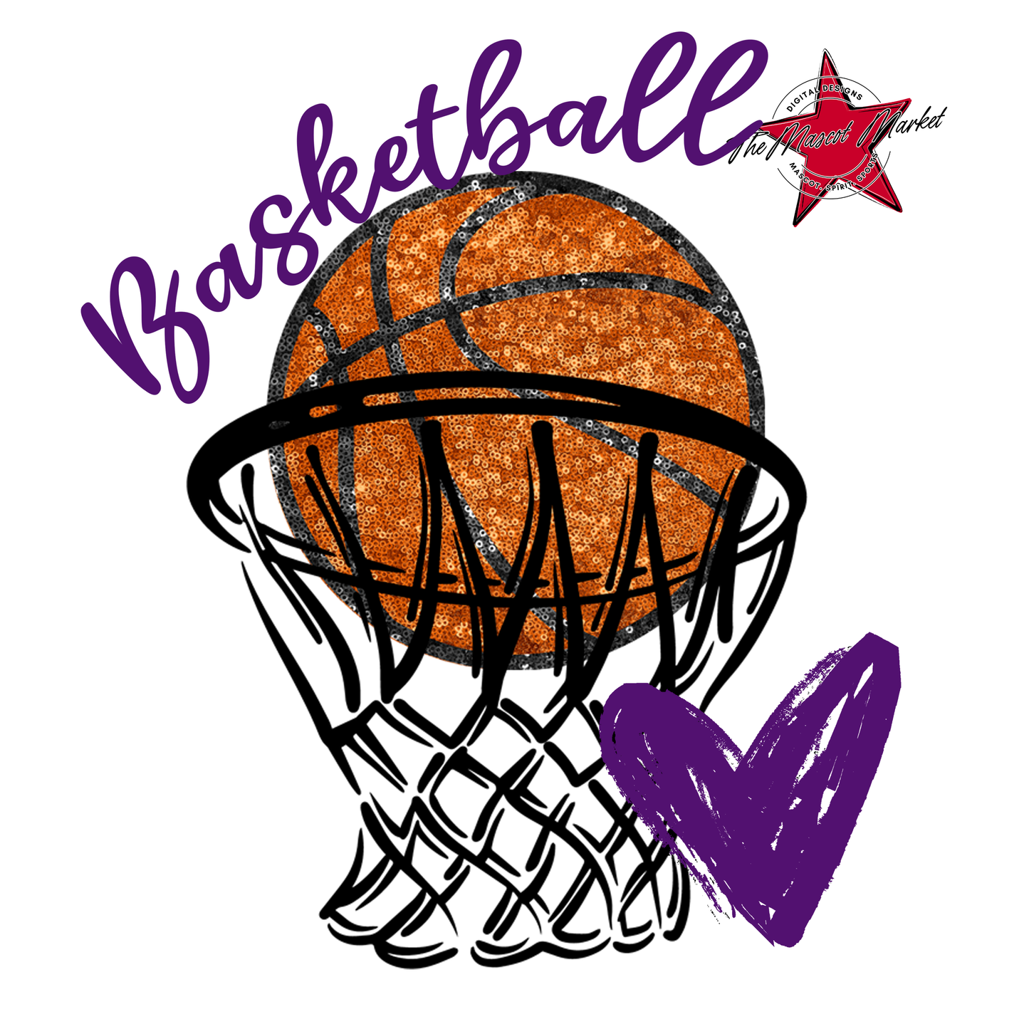Basketball Sequins w Net-Purple
