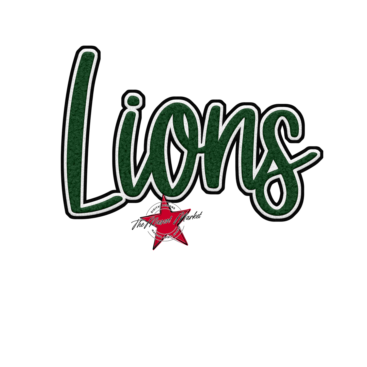 Lions Faux Chenille Patch-Green