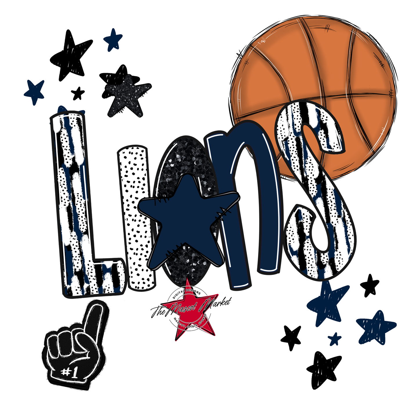 Lions Basketball Scrape-Navy