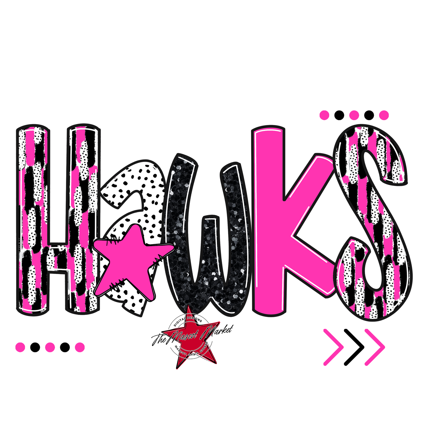 Hawks Brushstroke Alpha w Arrows-Pink
