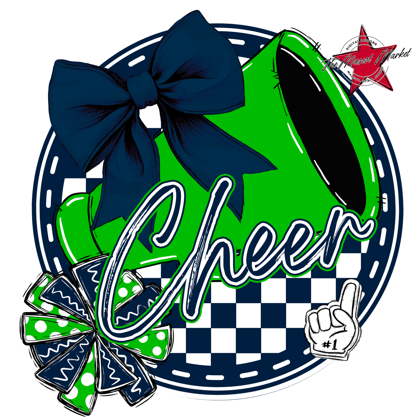 Cheer Circle Design-Navy-Bright Green