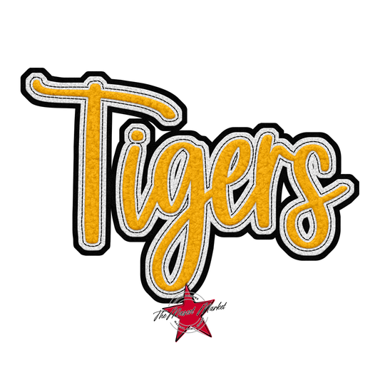 Tigers Faux Chenille Patch-Yellow