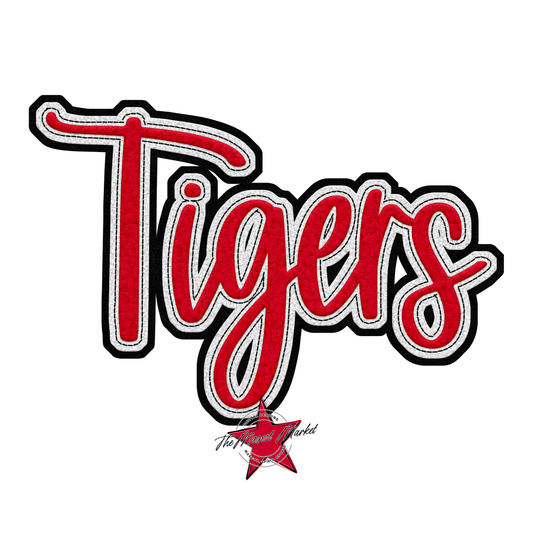 Tigers Faux Chenille Patch-Red