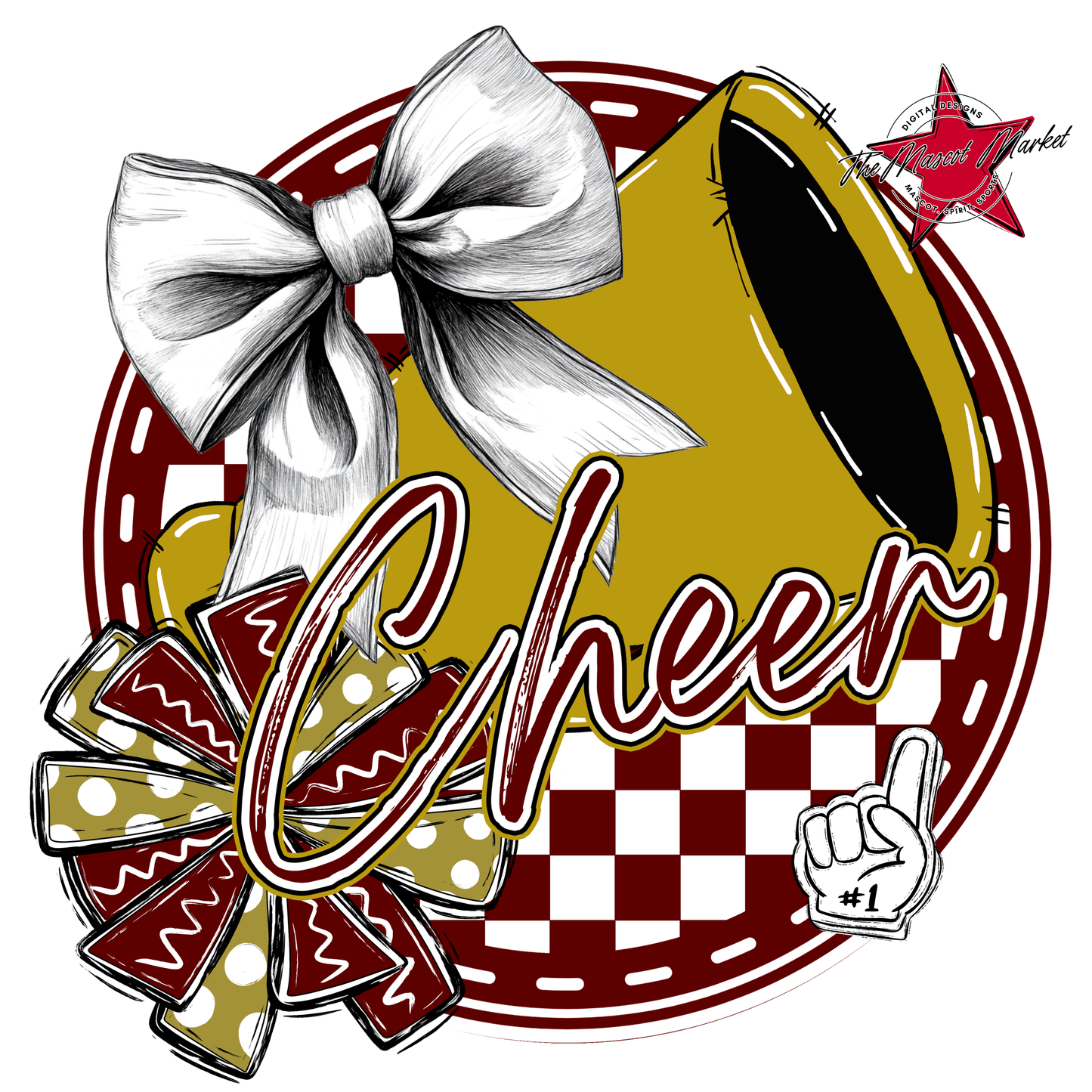 Cheer Circle Design-Maroon-Gold