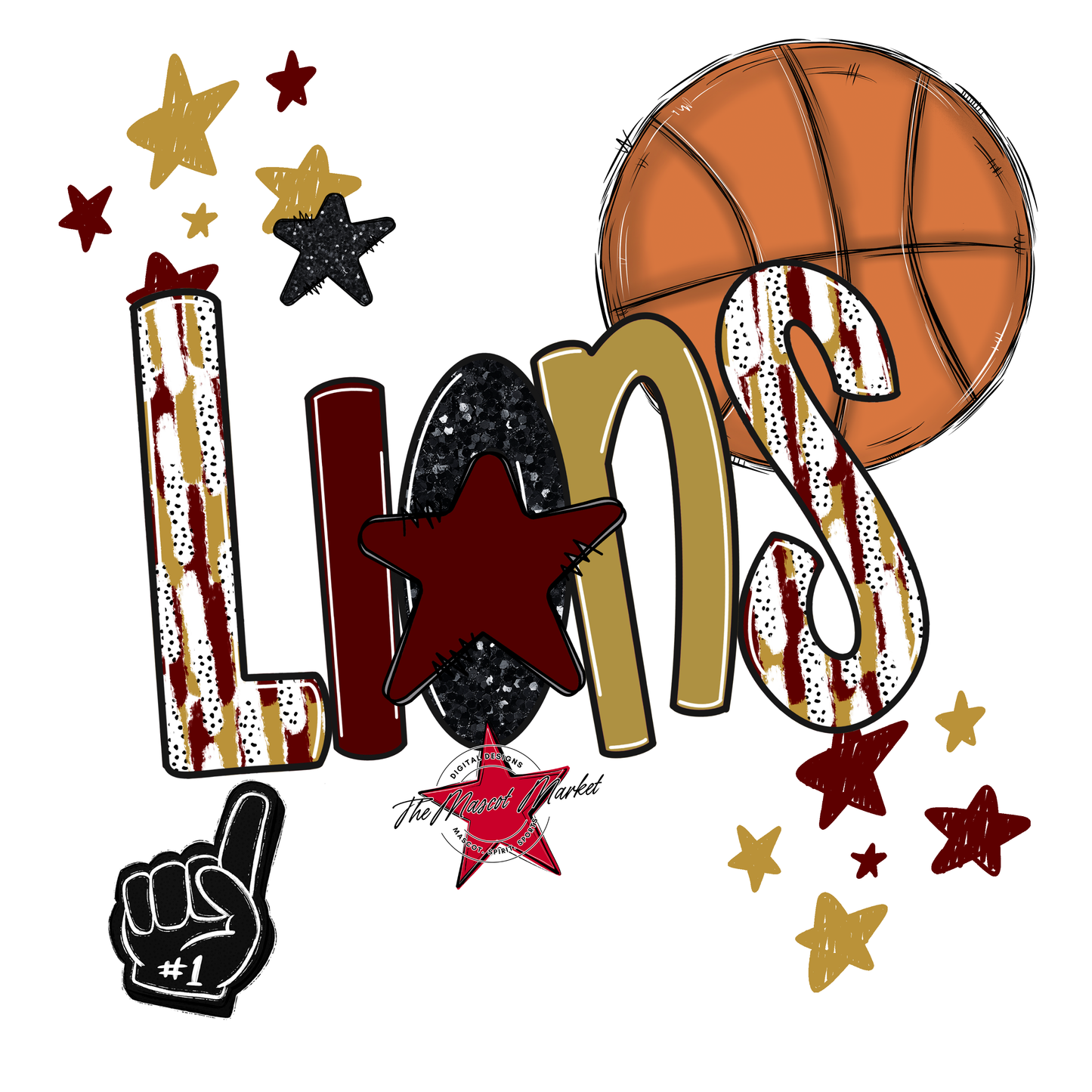 Lions Basketball Scrape-Maroon-Gold