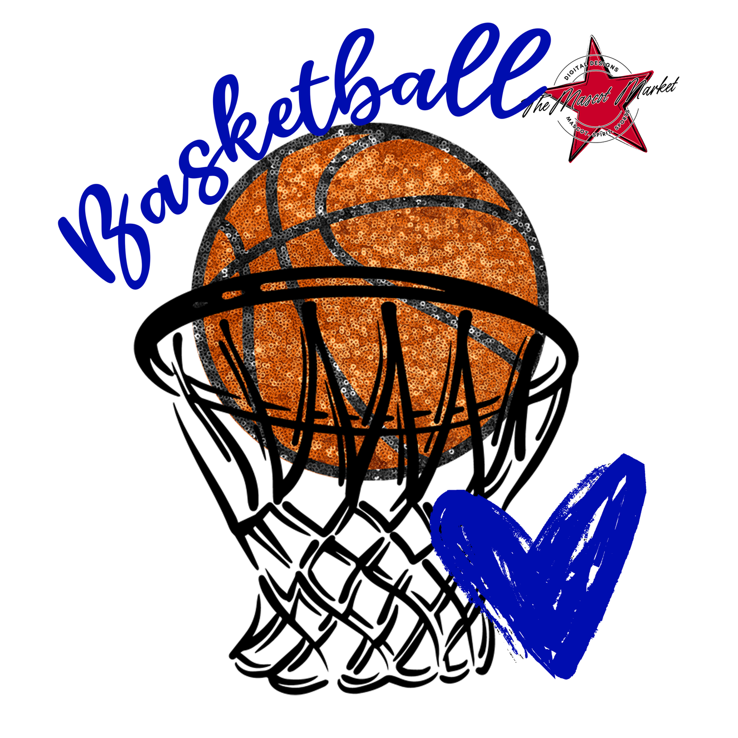 Basketball Sequins w Net-Blue