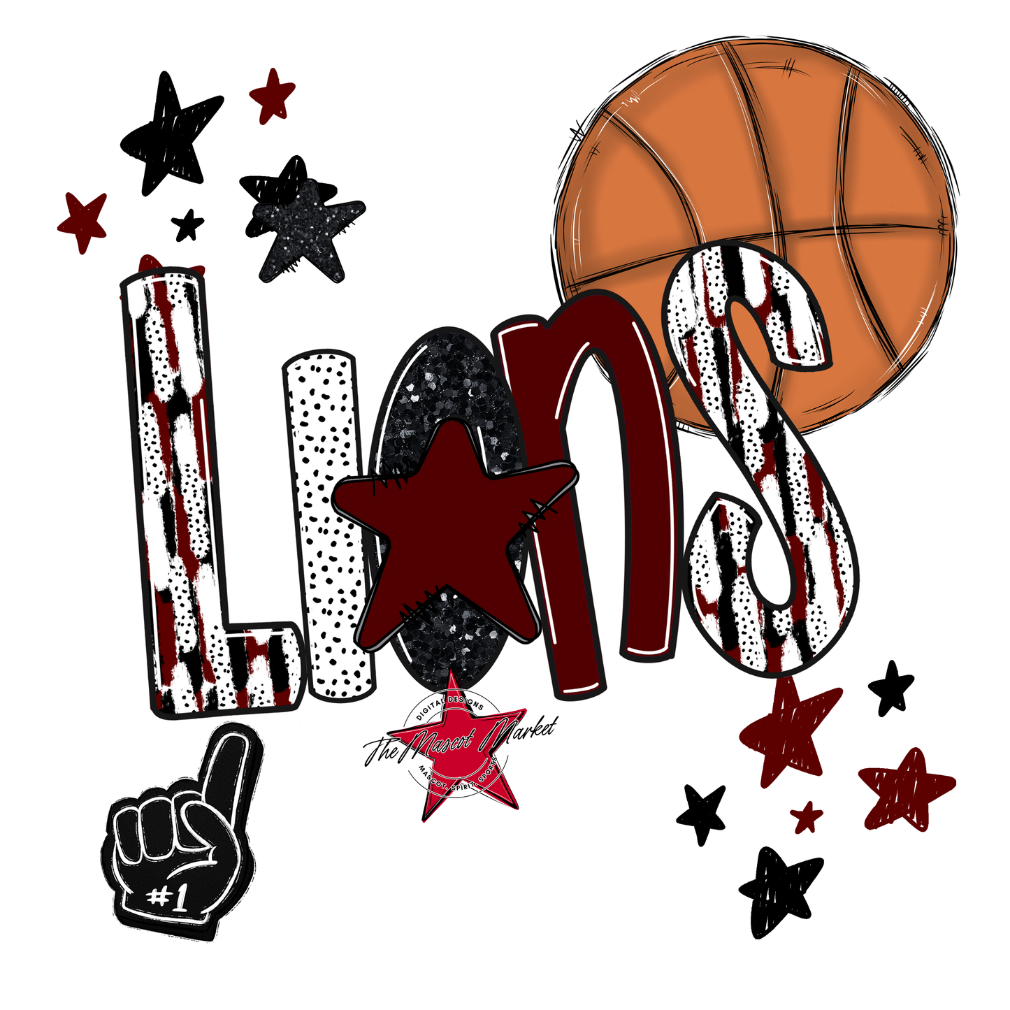 Lions Basketball Scrape-Maroon