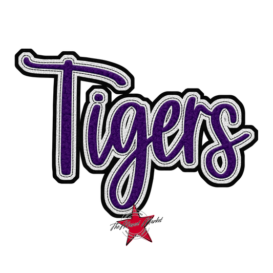 Tigers Faux Chenille Patch-Purple