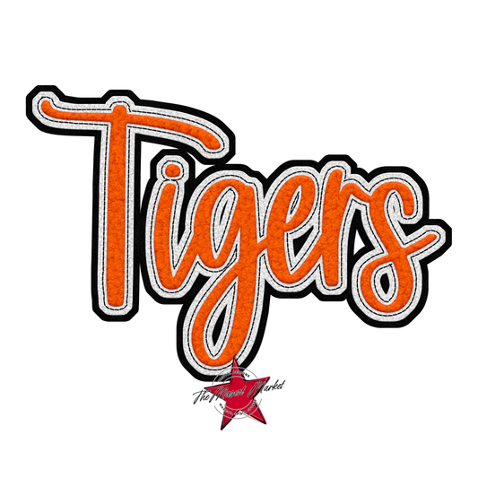 Tigers Faux Chenille Patch-Orange
