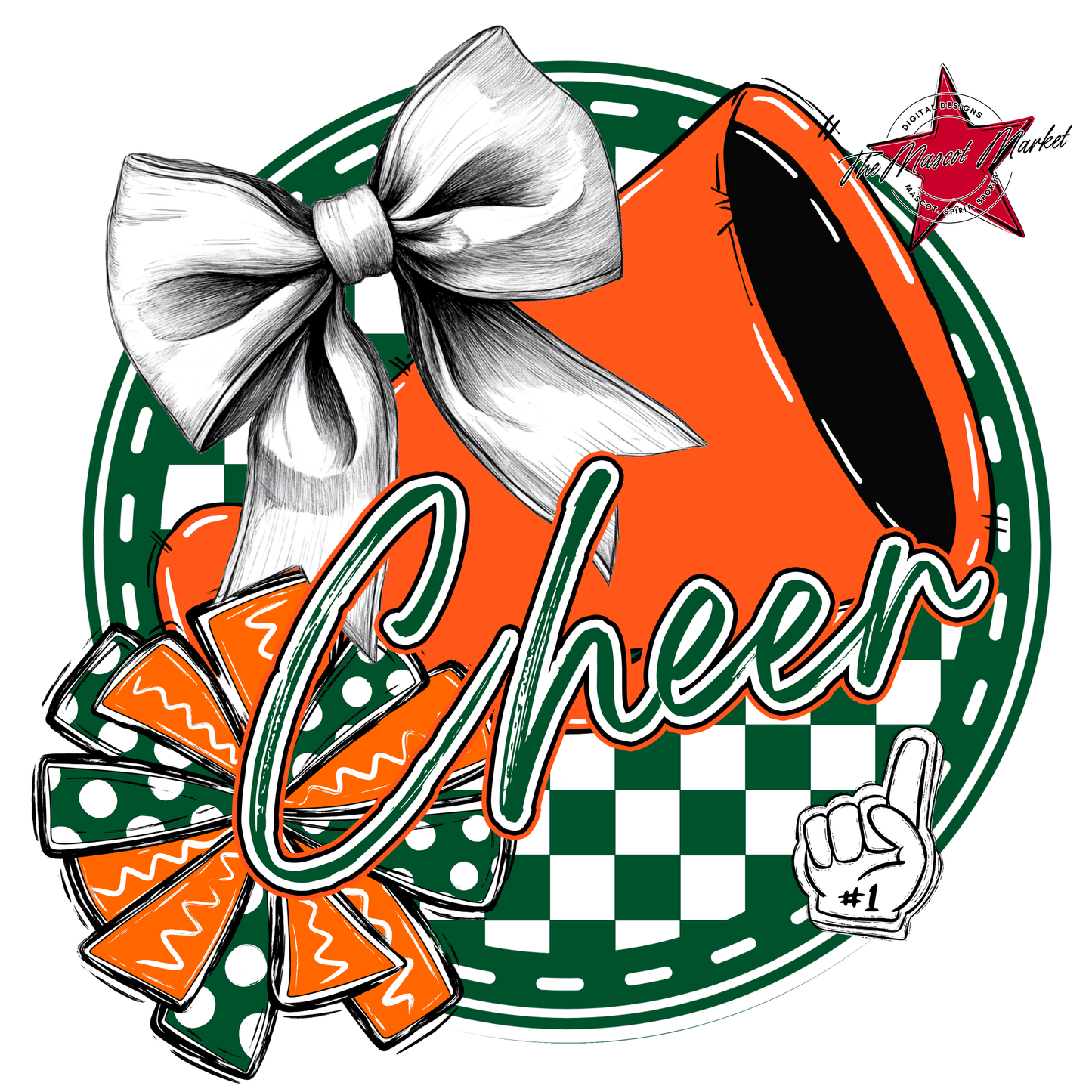 Cheer Circle Design-Green-Orange