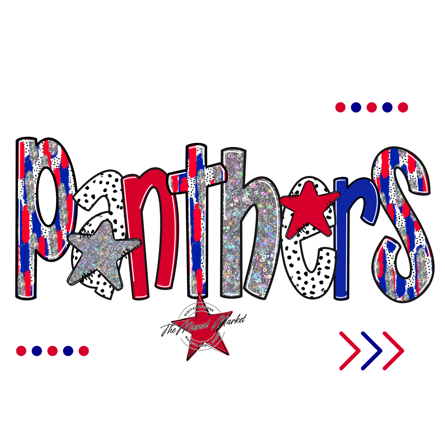 Panthers Brushstroke Alpha w Arrows-Blue-Red