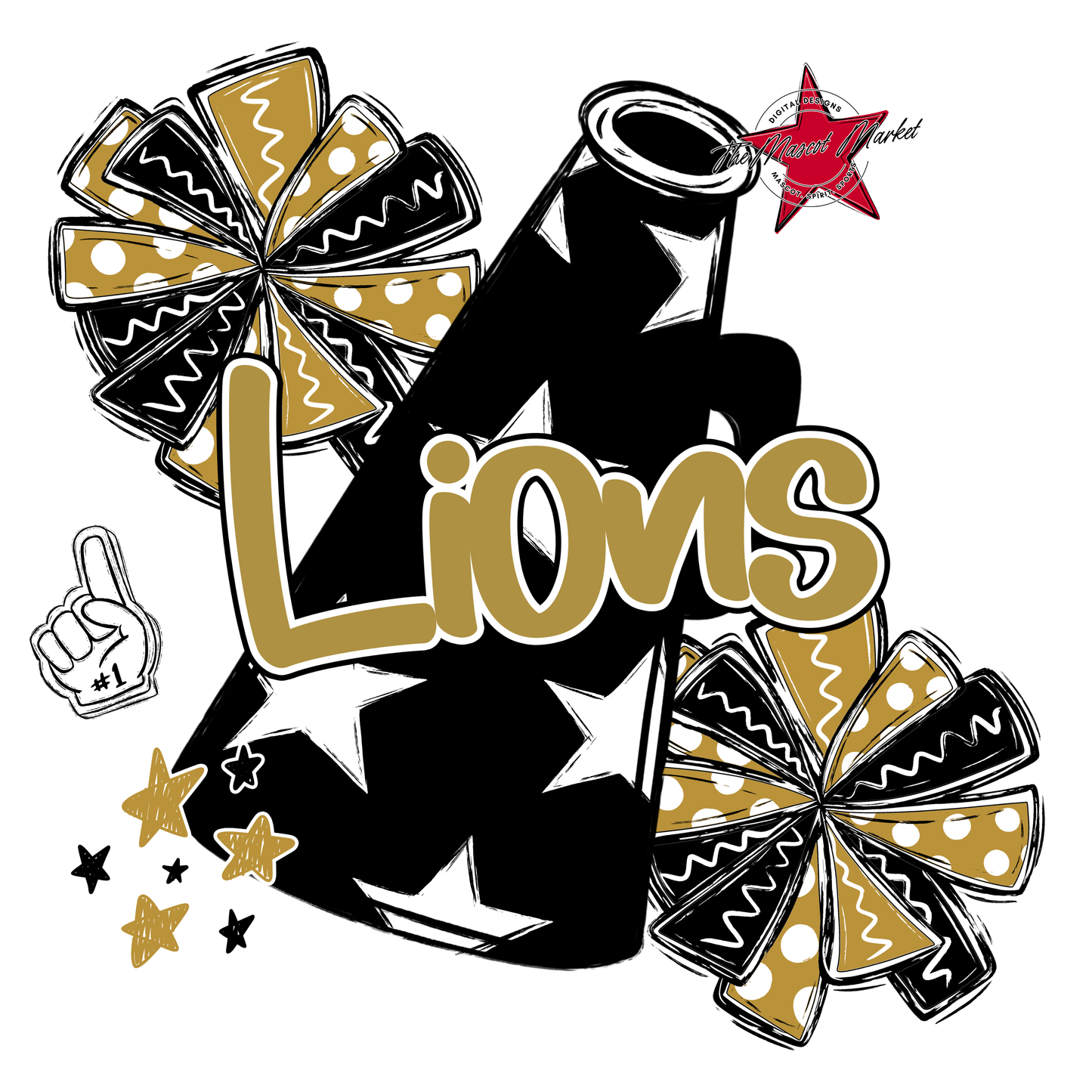 Lions Alpha Megaphone Design-Gold