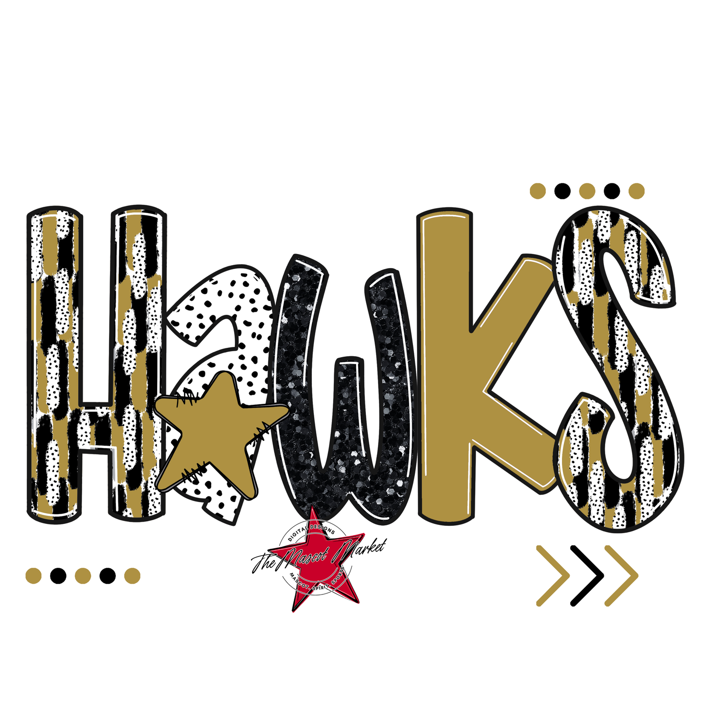 Hawks Brushstroke Alpha w Arrows-Gold