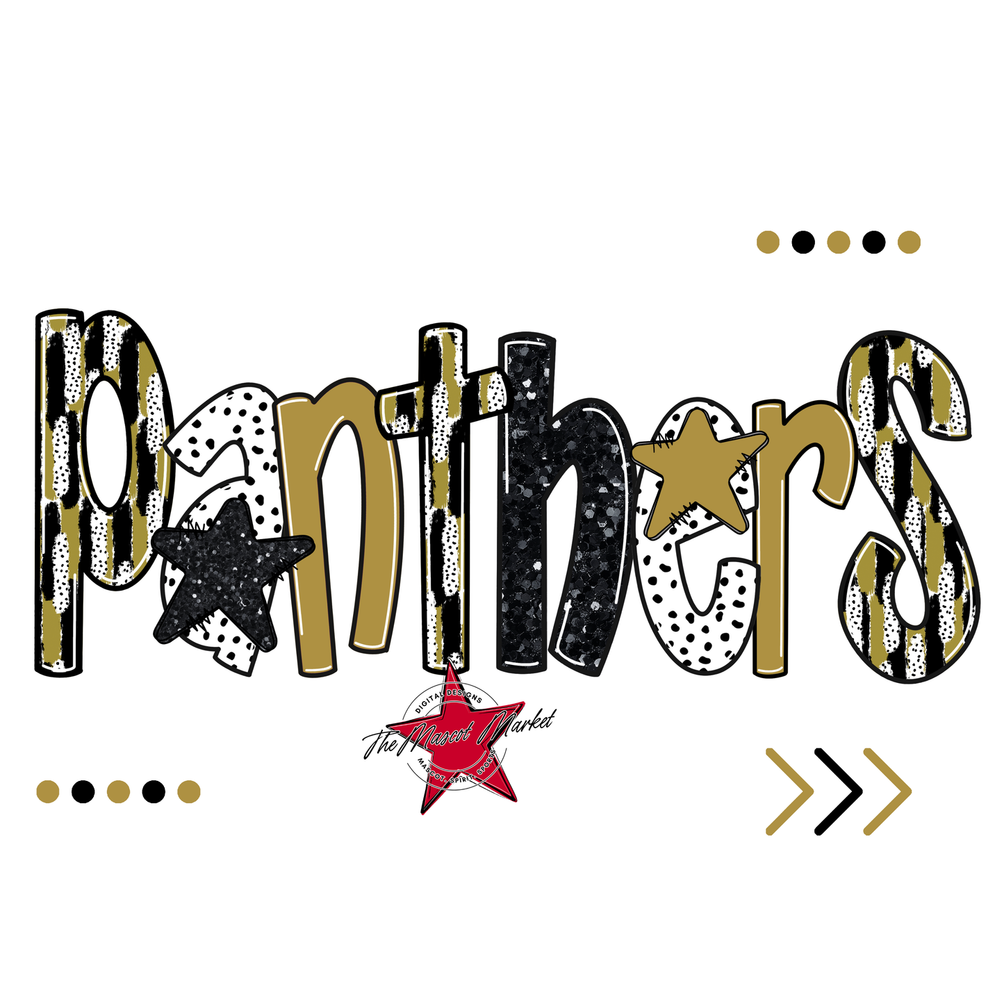 Panthers Brushstroke Alpha w Arrows-Gold