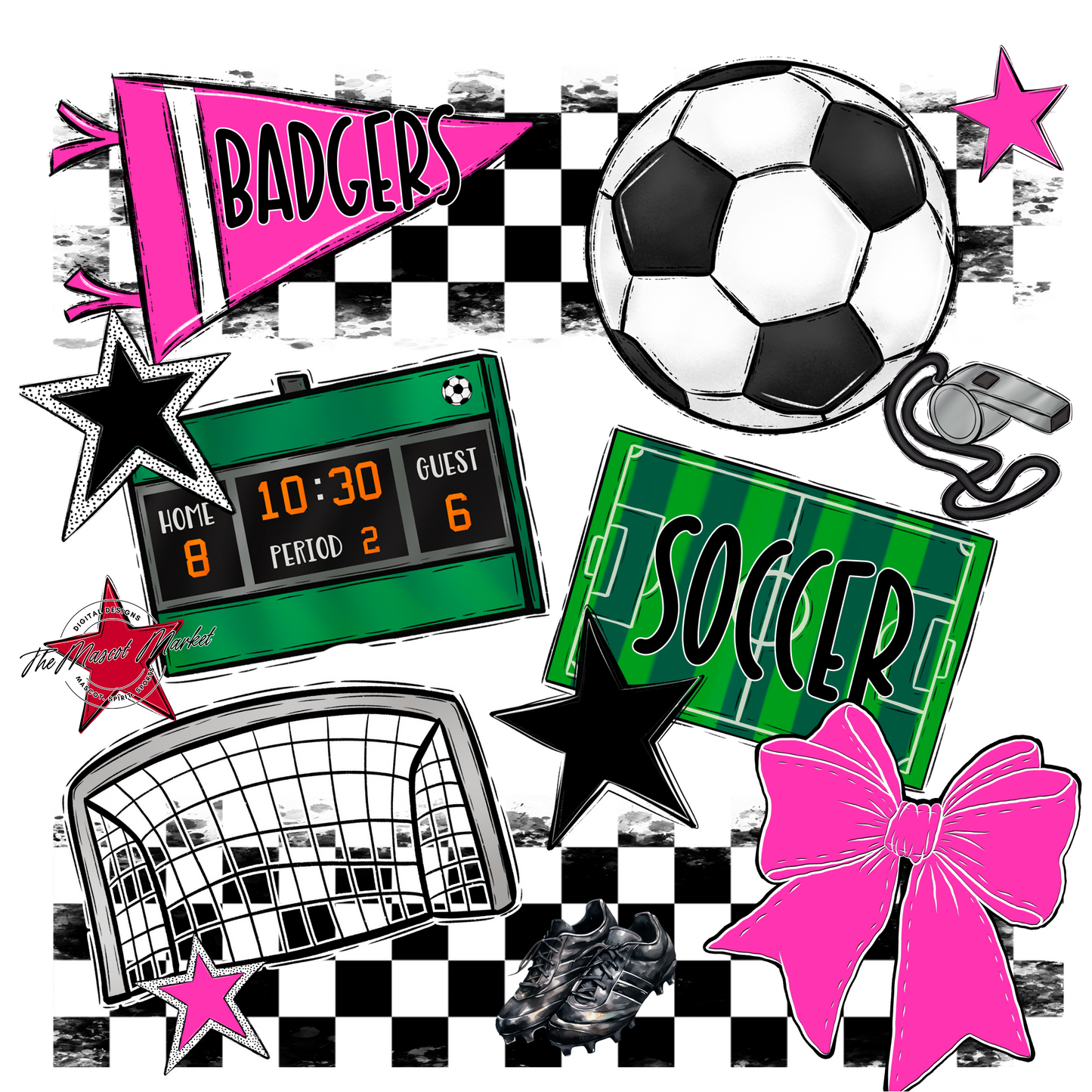 Badgers Soccer Checkers Design-Pink