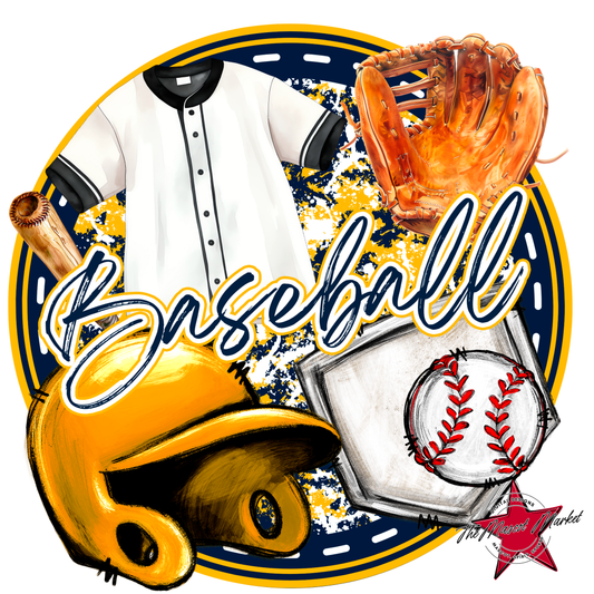 Circle Baseball Design-Navy-Yellow