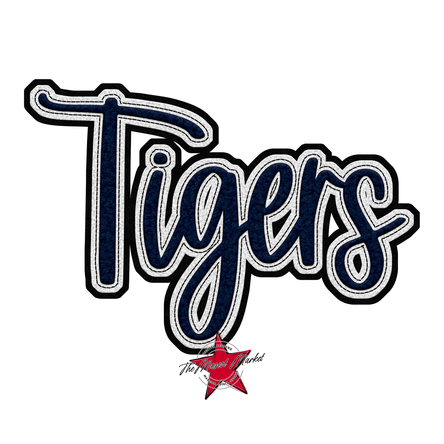 Tigers Faux Chenille Patch-Navy