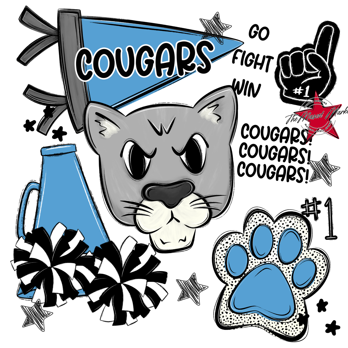 Cougars Spirit Design-Carolina Blue
