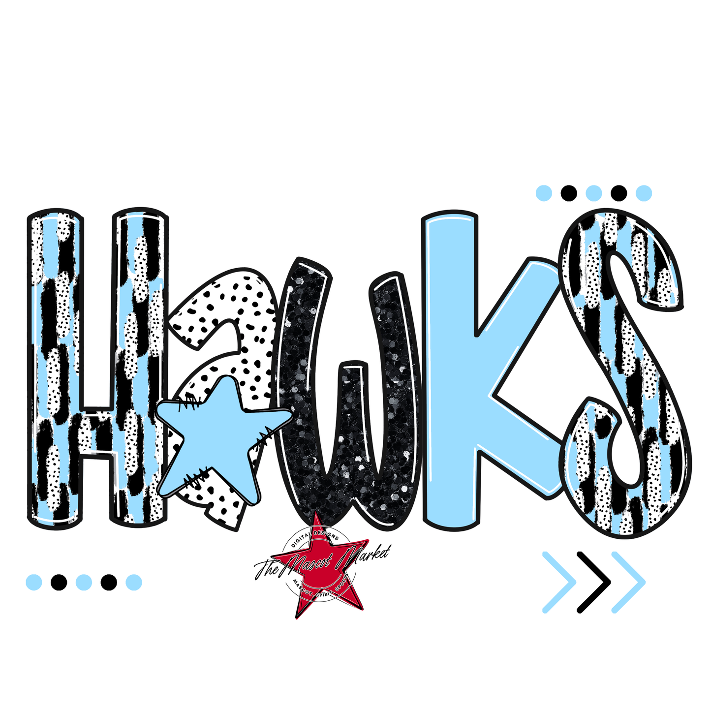Hawks Brushstroke Alpha w Arrows-Columbia Blue