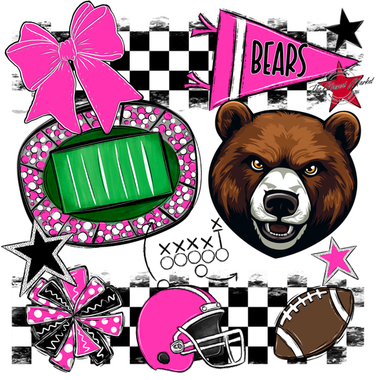 Bears Checker Mascot Spirit Design-Pink