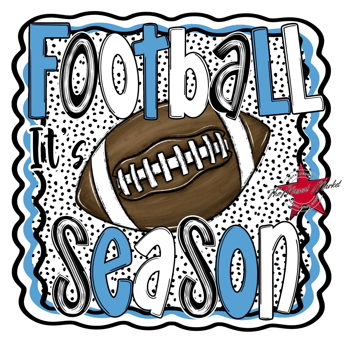 It's Football Season Dot Design-Carolina Blue