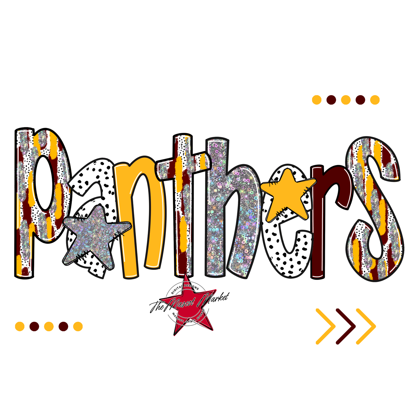 Panthers Brushstroke Alpha w Arrows-Maroon-Yellow
