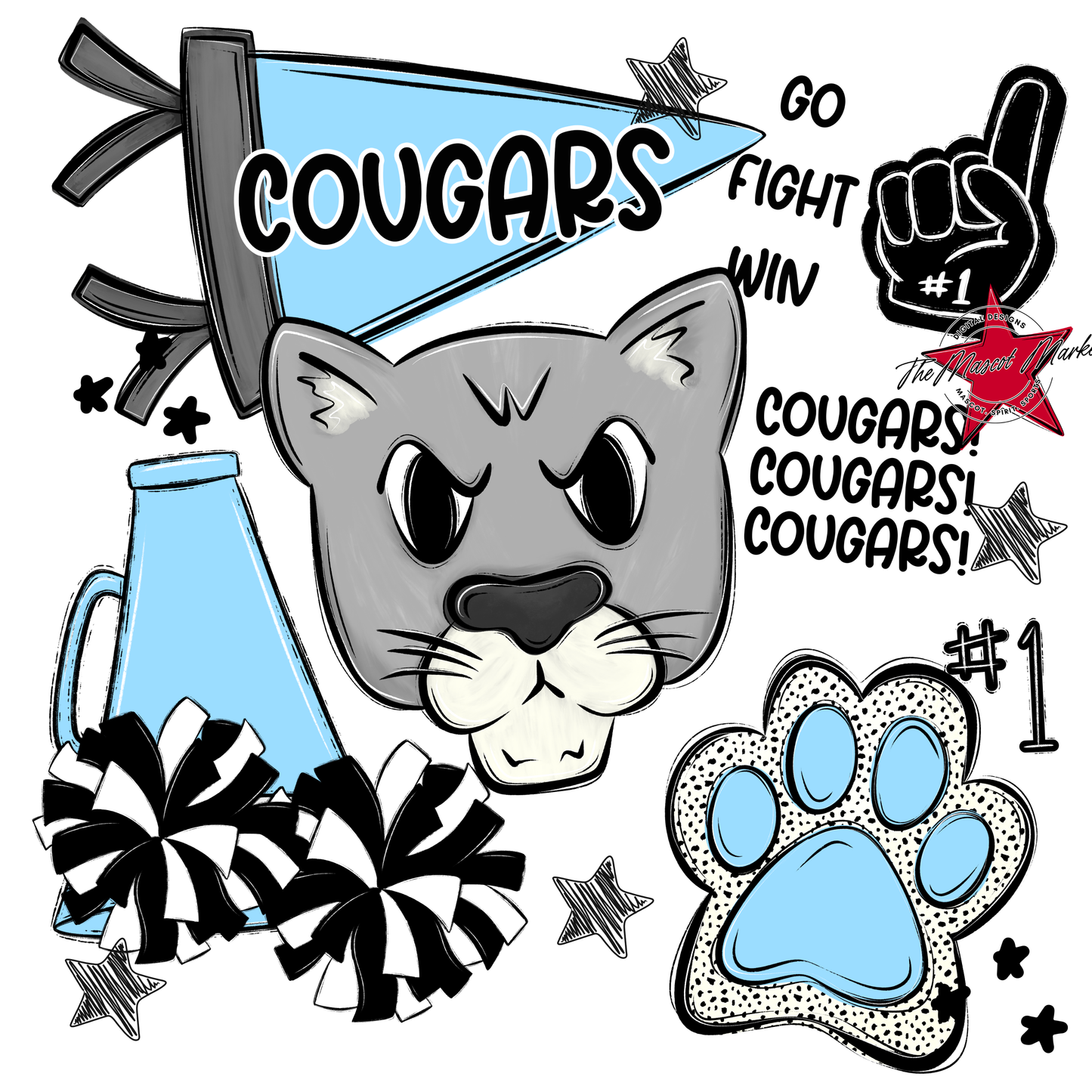 Cougars Spirit Design-Columbia Blue