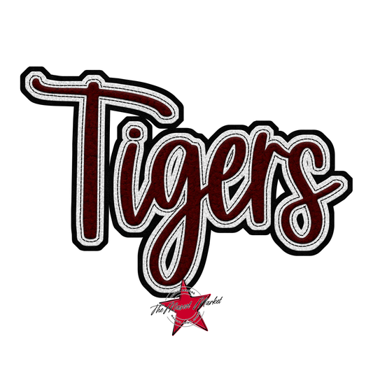Tigers Faux Chenille Patch-Maroon