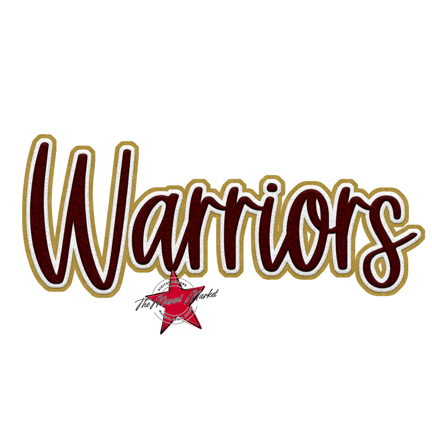 Warriors Faux Chenille Patch-Maroon-Gold