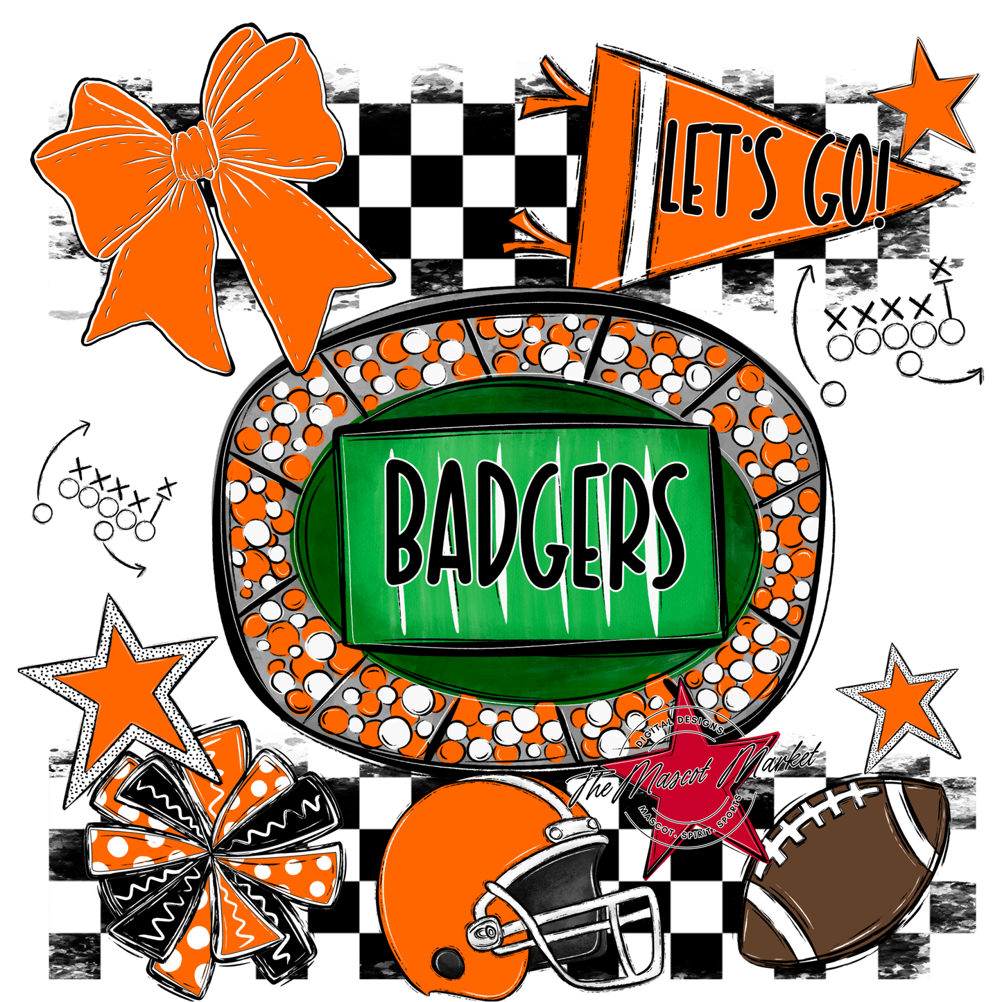 Badgers Checkers Spirit Design-Orange
