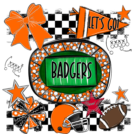 Badgers Checkers Spirit Design-Orange